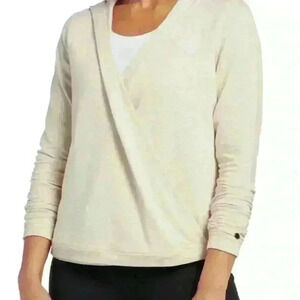 Calia By Carrie Underwood Effortless Cream Wrap Hooded Cardigan size small